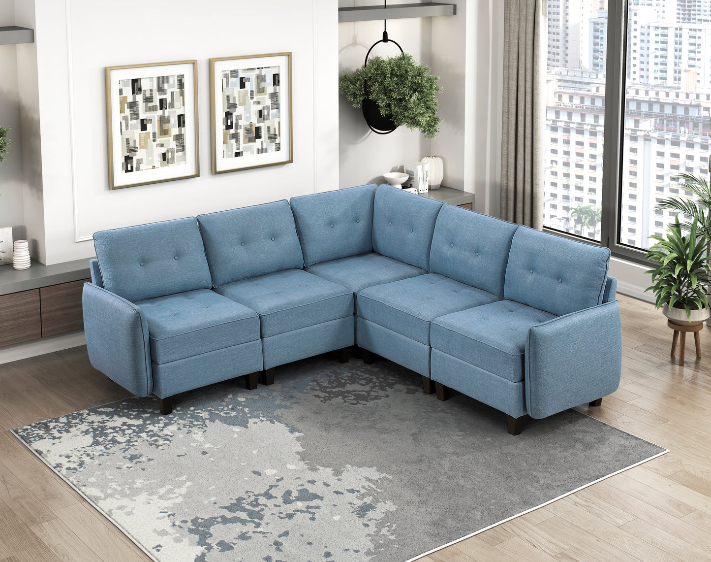 9557BUE-C1A - Chair with One Arm and Storage