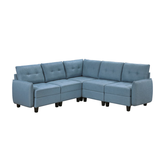 9557BUE*5SC - (5)5-Piece Sectional with Storage