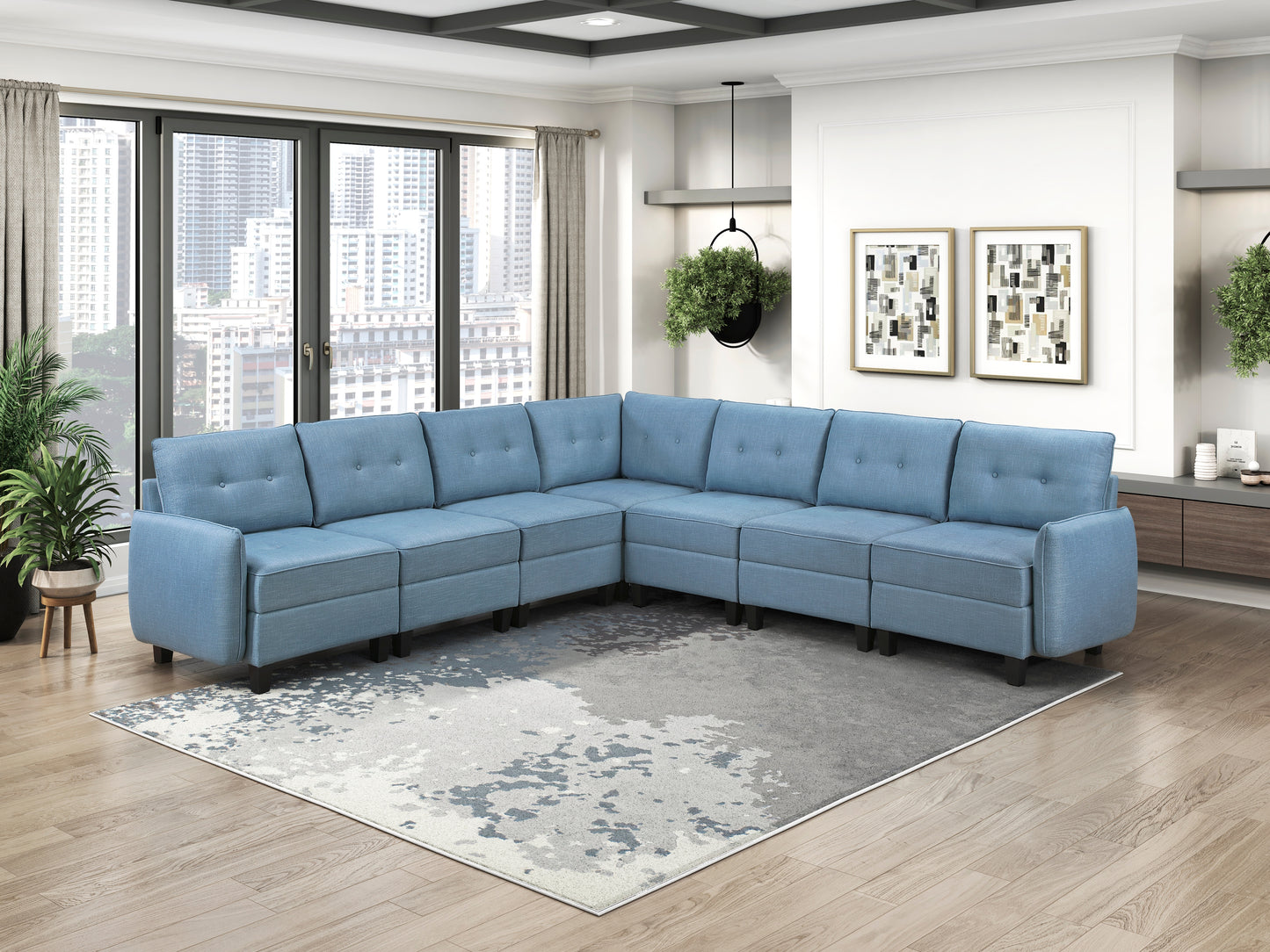 9557BUE-C1A - Chair with One Arm and Storage