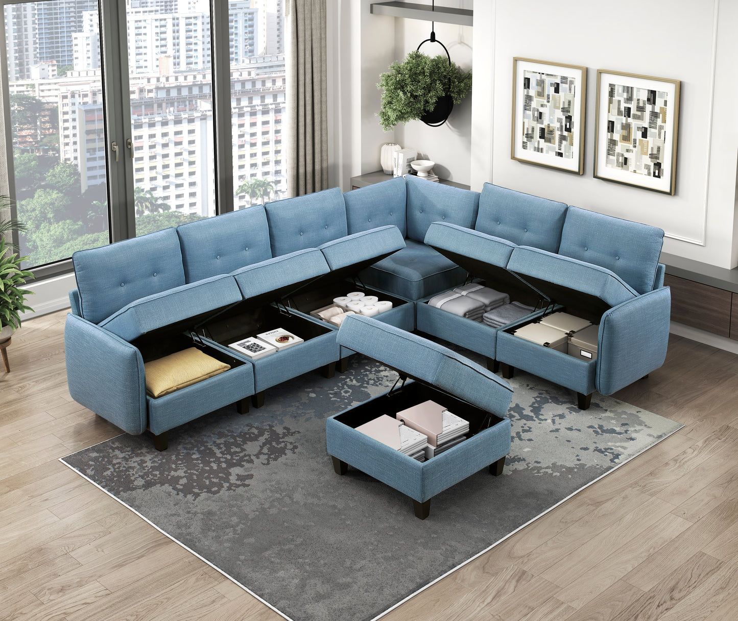 9557BUE-CR - Corner Seat with Storage