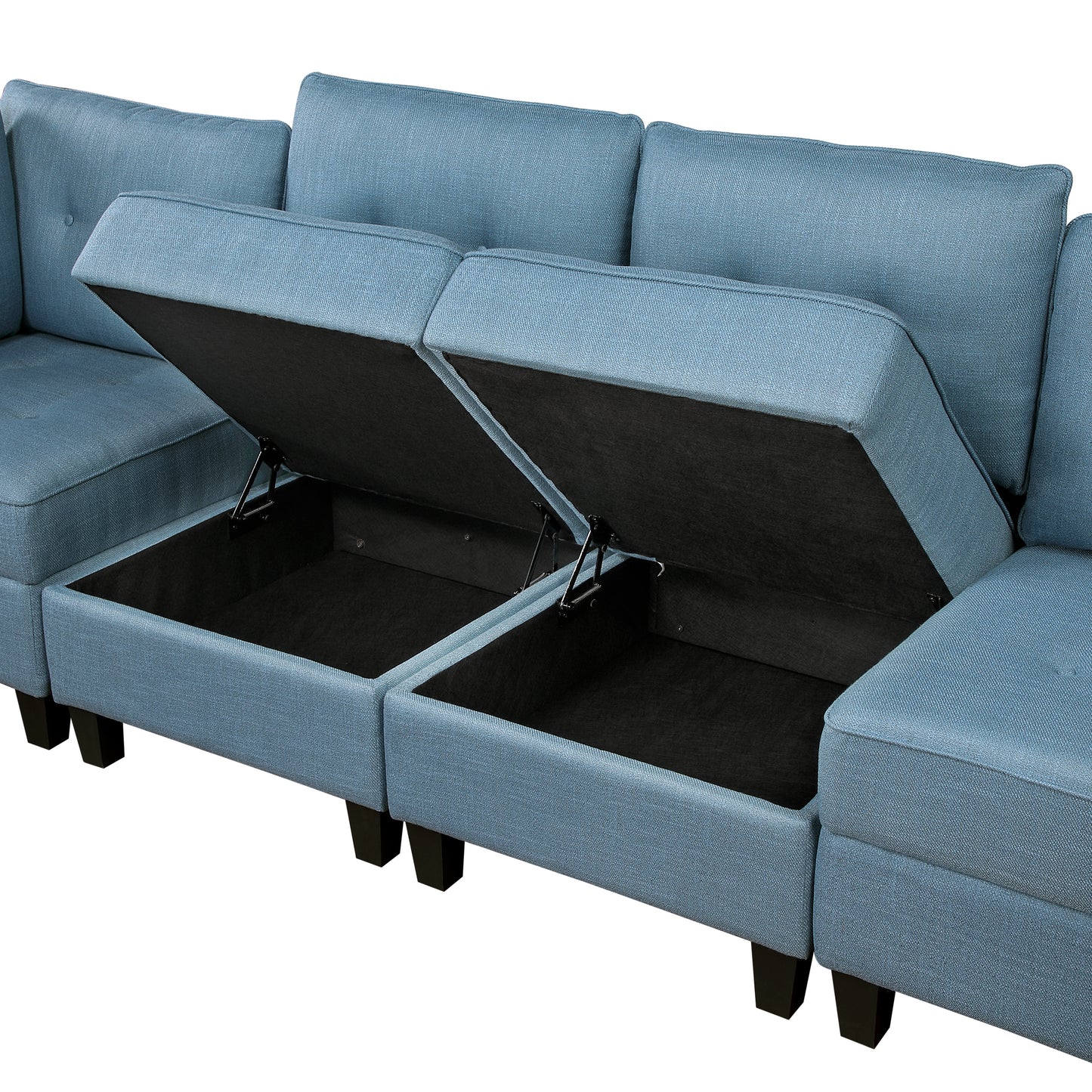 9557BUE*8SCOT - (8)8-Piece Sectional with Storage and Ottoman