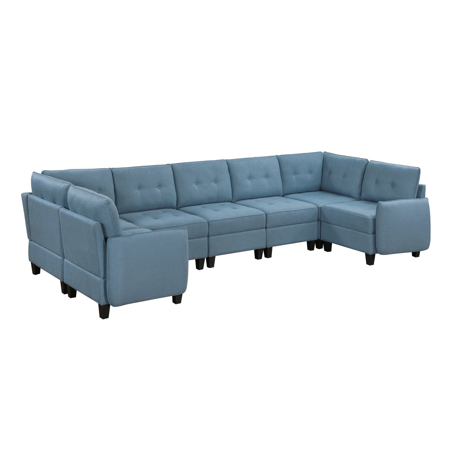 9557BUE*7SC - (7)7-Piece Sectional with Storage