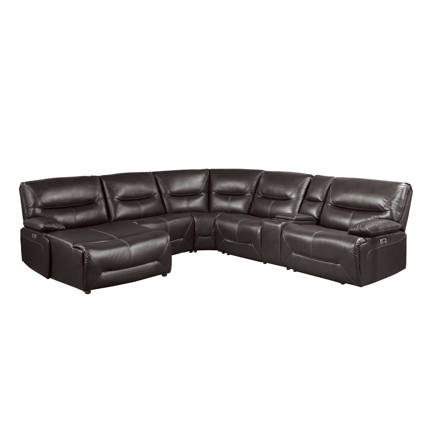 9579BRW*6LCRRPW - (6)6-Piece Power Reclining Sectional with Left Chaise