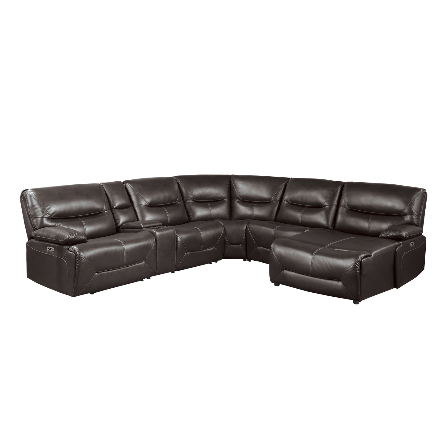 9579BRW*6LRRCPW - (6)6-Piece Power Reclining Sectional with Right Chaise