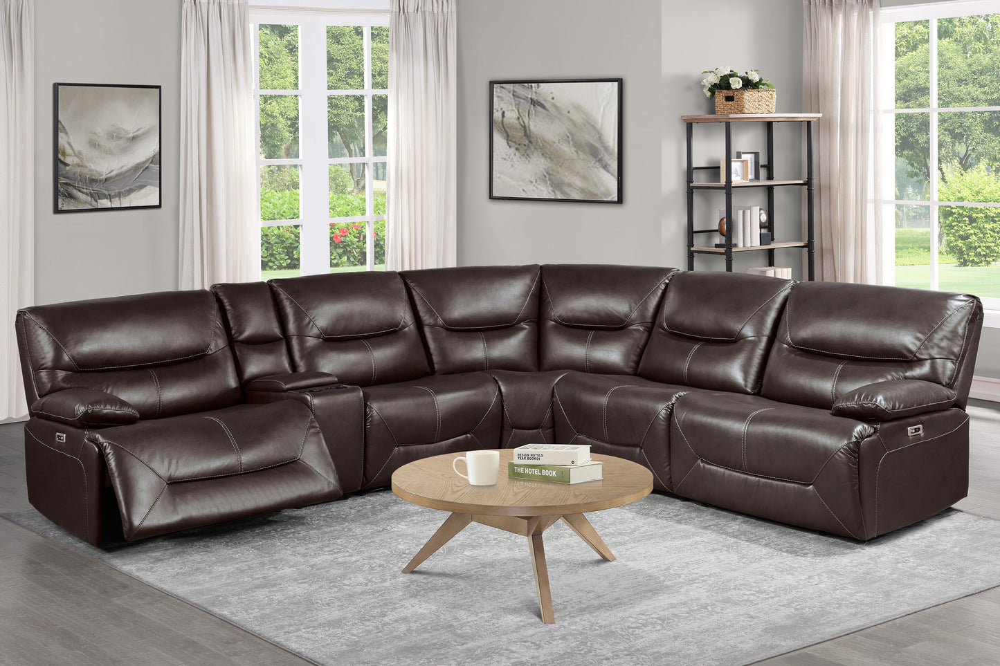 9579BRW*6LRRRPW - (6)6-Piece Power Reclining Sectional