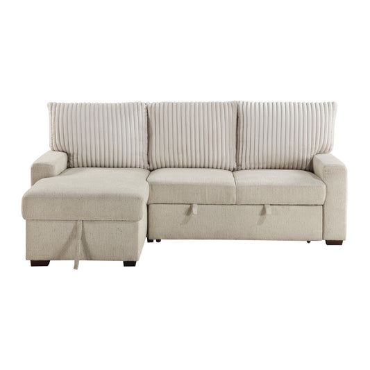 9605BE*2LCRL - (2)2-Piece Sectional with Left Chaise and  Drop-Down Cup holders, Storage Pouch, Pull-out Bed and Hidden Storage