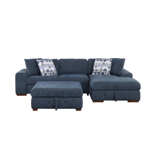 9624BU*32LRC - (3)3-Piece Sectional with Right Chaise and Ottoman