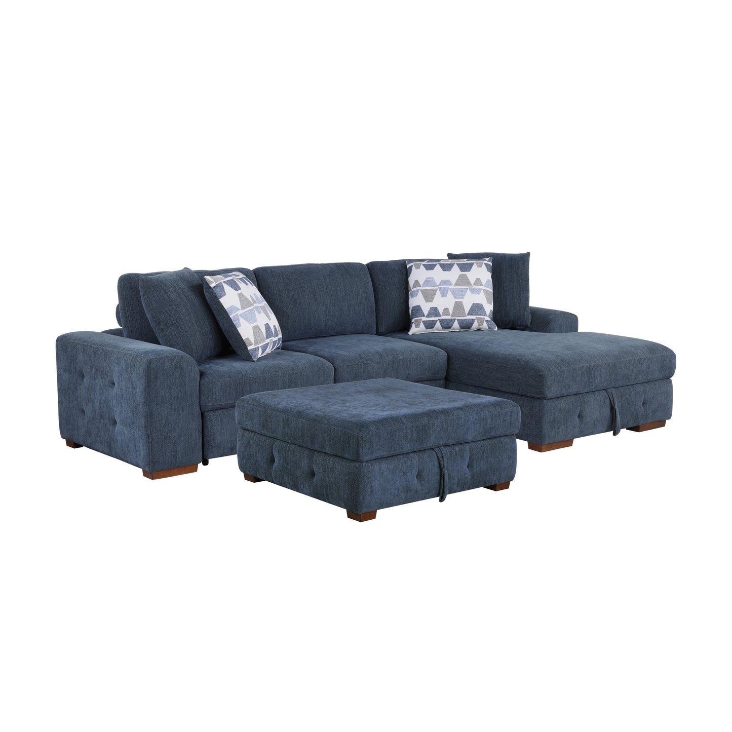9624BU*32LRC - (3)3-Piece Sectional with Right Chaise and Ottoman