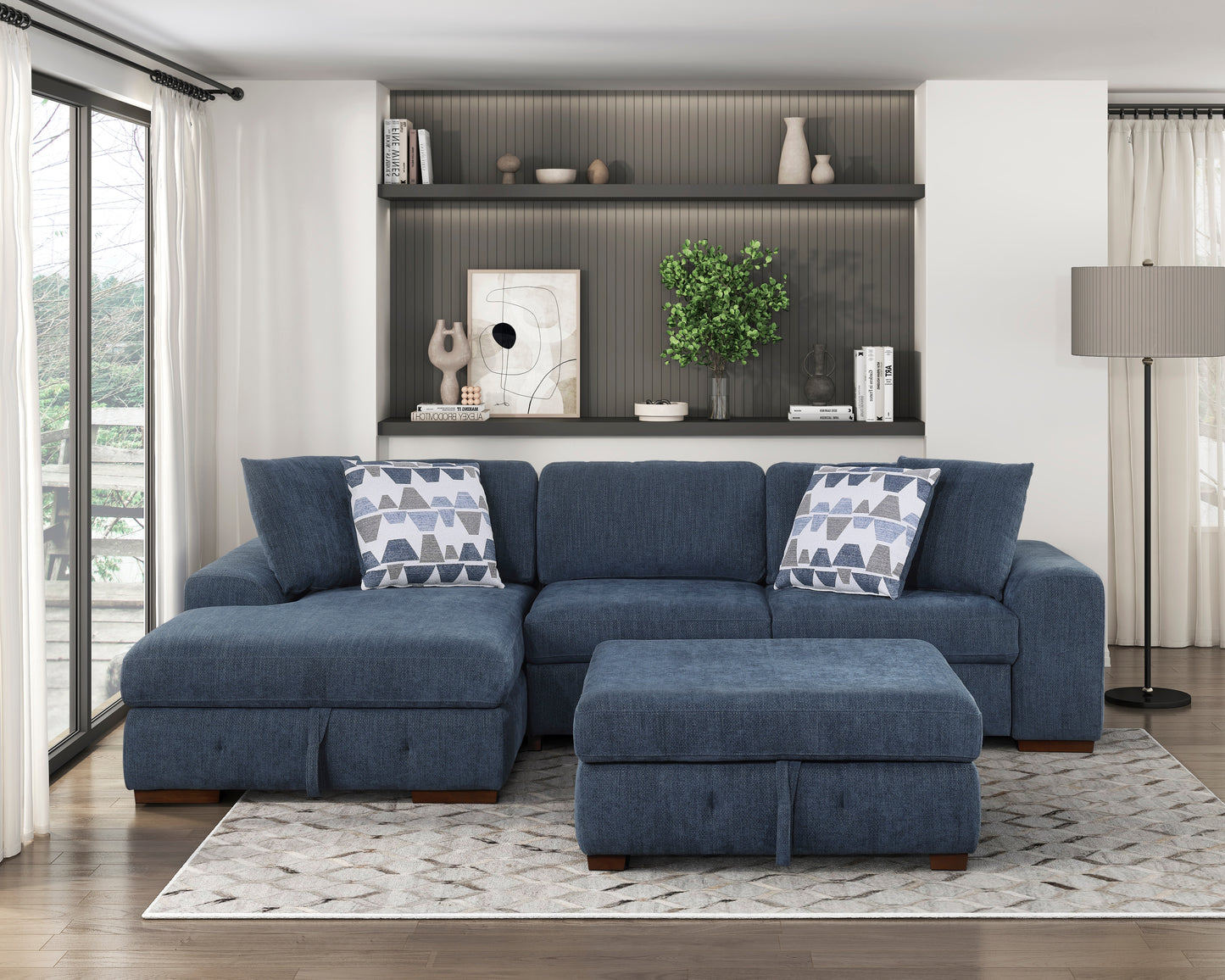 9624BU*3LC2R - (3)3-Piece Sectional with Left Chaise and Ottoman