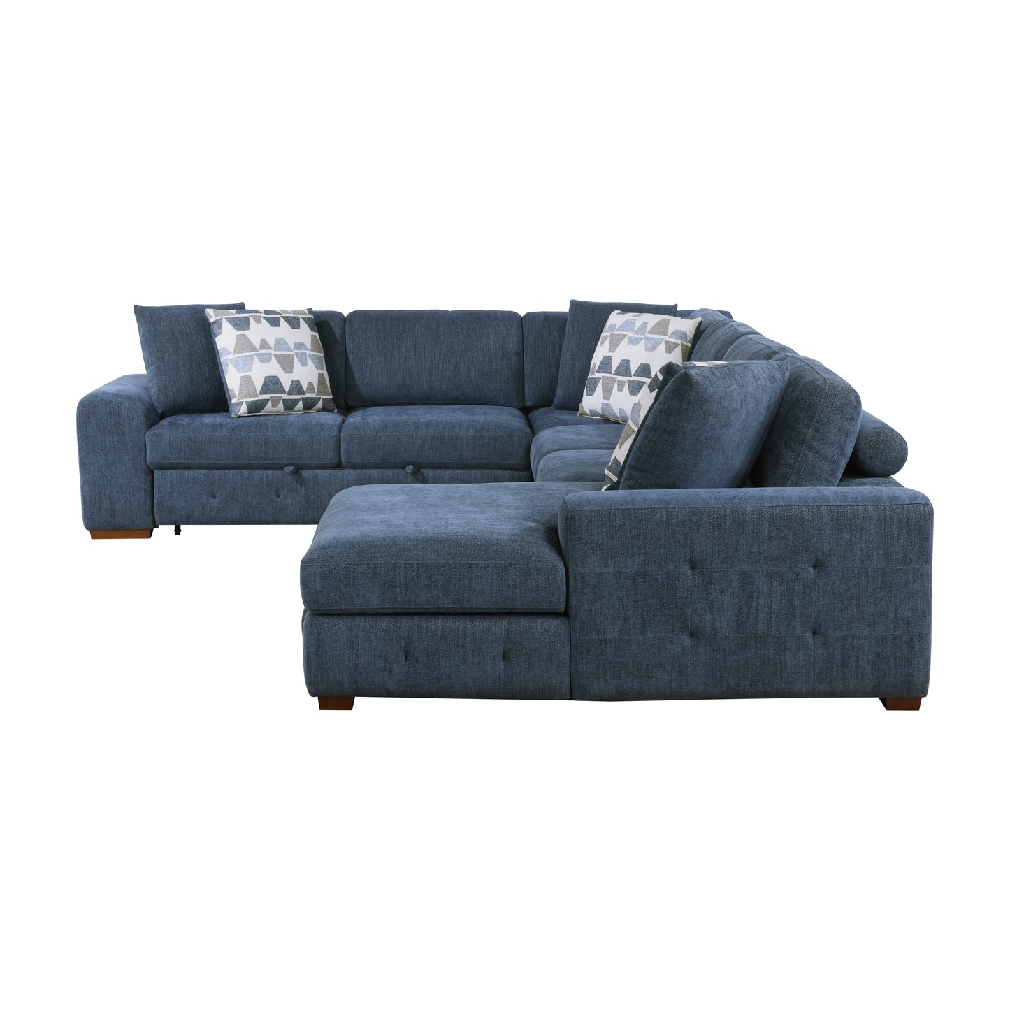 9624BU*52LRC - (5)5-Piece Sectional with Right Chaise and Storage Ottoman
