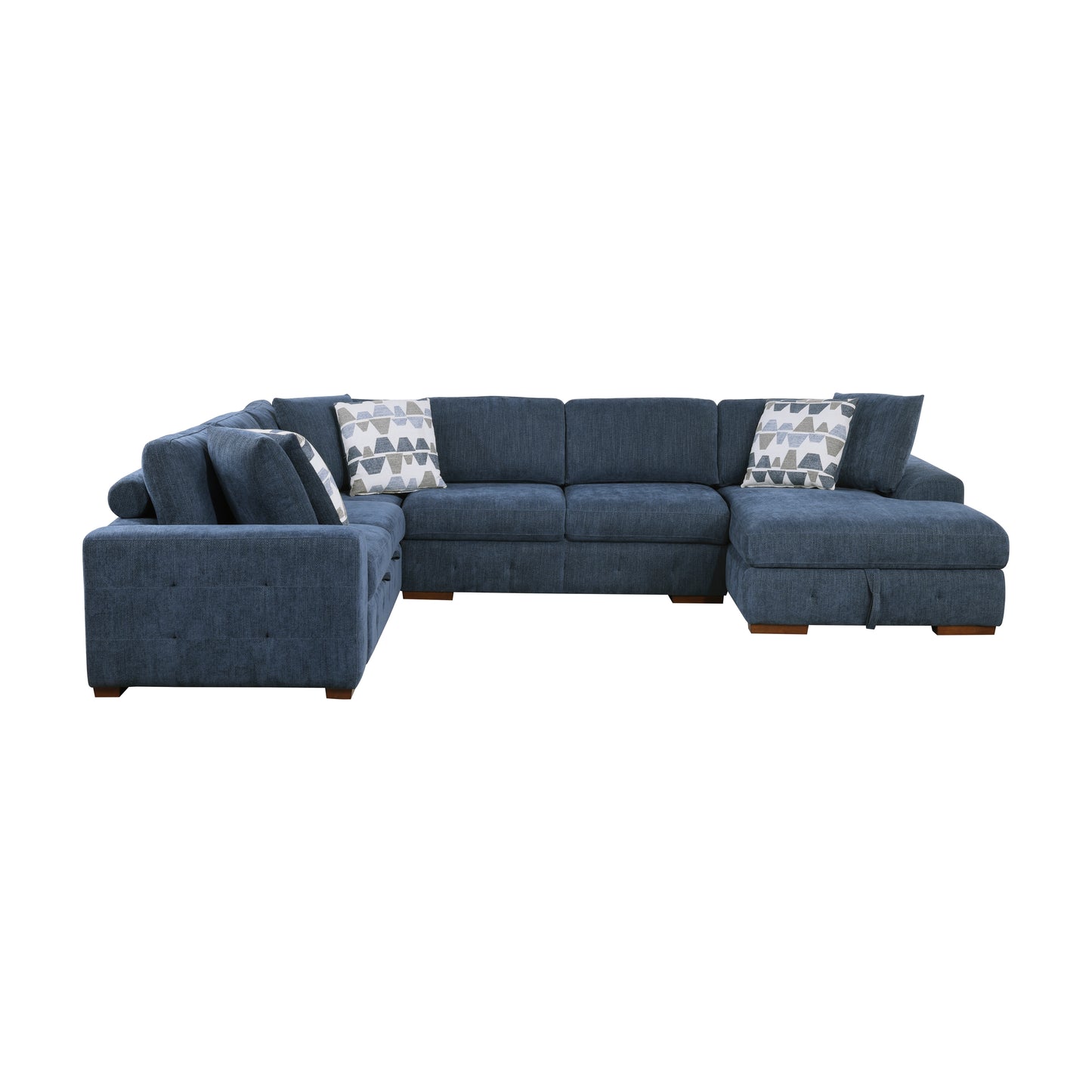 9624BU*52LRC - (5)5-Piece Sectional with Right Chaise and Storage Ottoman