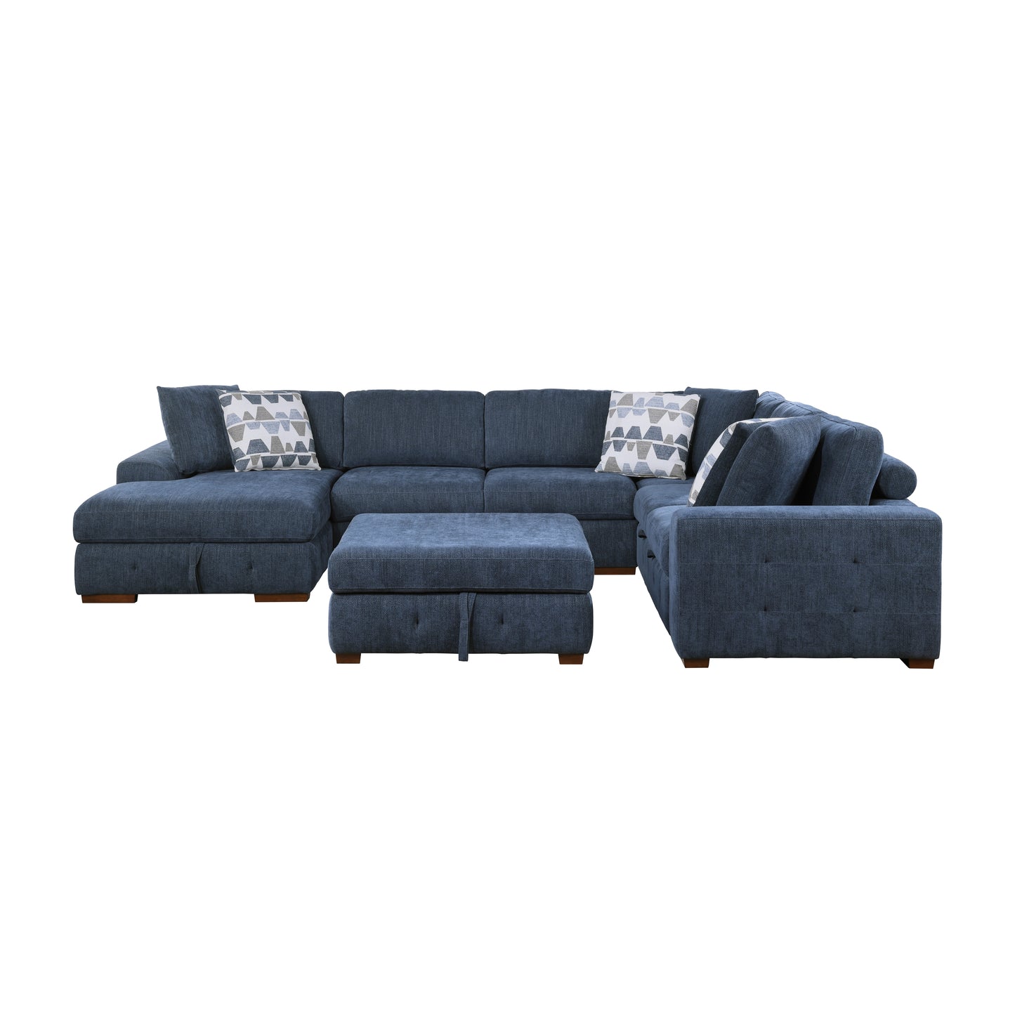 9624BU*5LC2R - (5)5-Piece Sectional with Left Chaise and Storage Ottoman