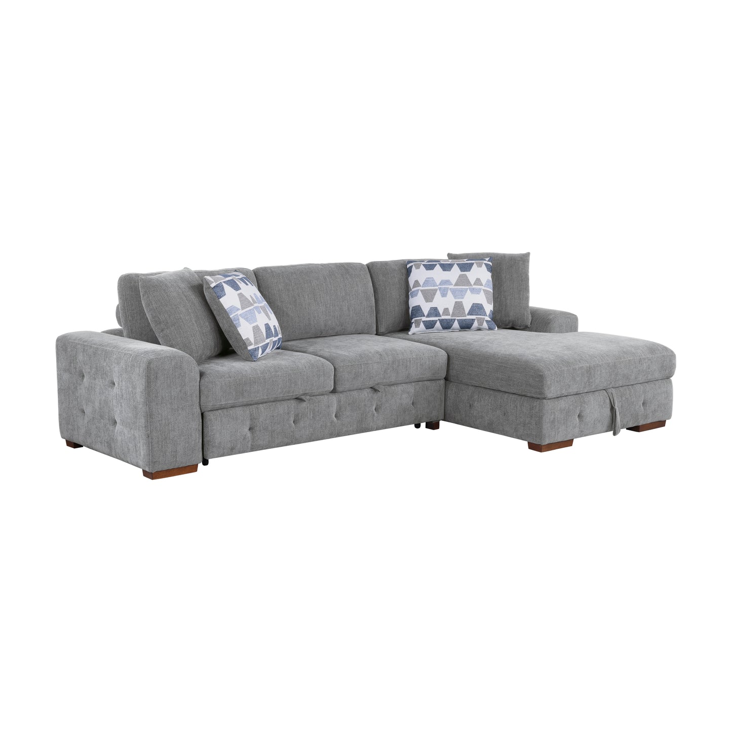 9624GY*32LRC - (3)3-Piece Sectional with Right Chaise and Ottoman