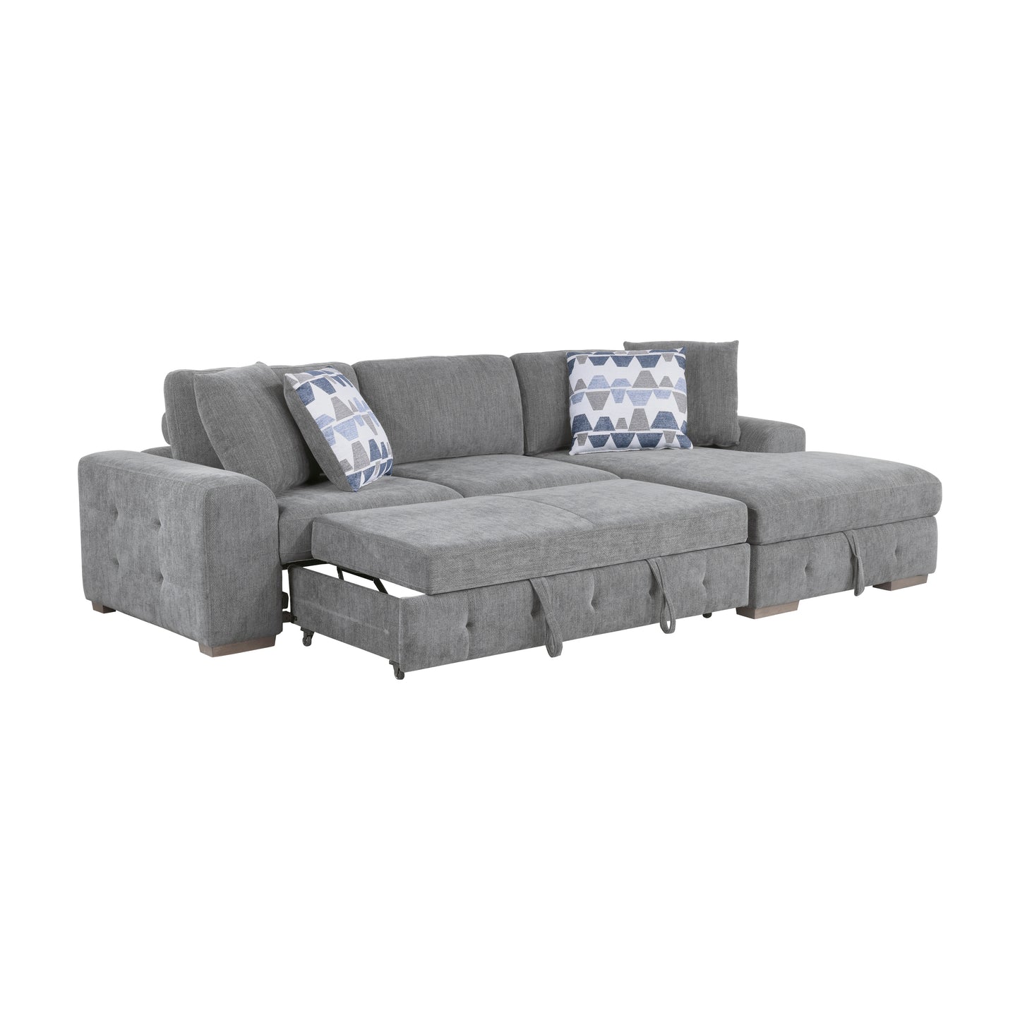 9624GY*32LRC - (3)3-Piece Sectional with Right Chaise and Ottoman