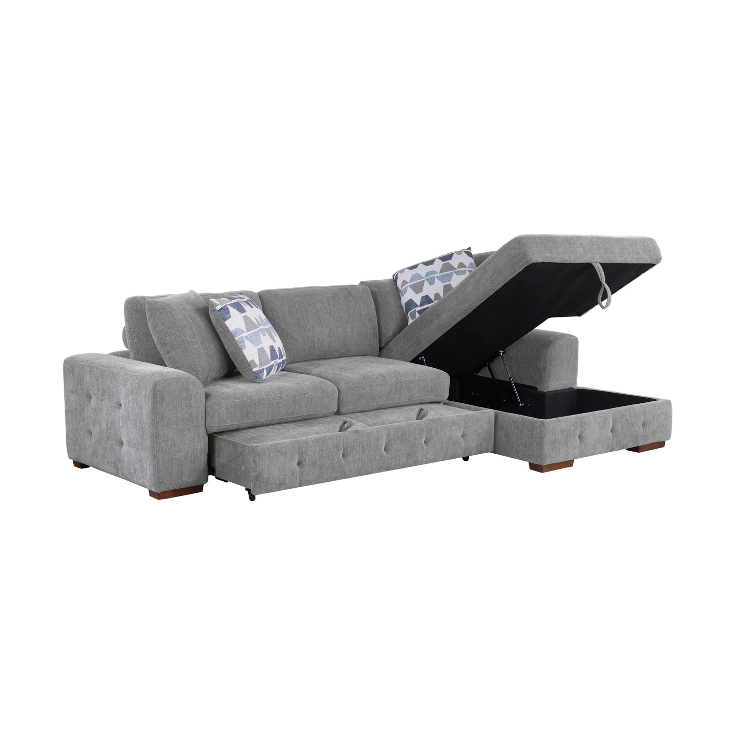 9624GY*32LRC - (3)3-Piece Sectional with Right Chaise and Ottoman