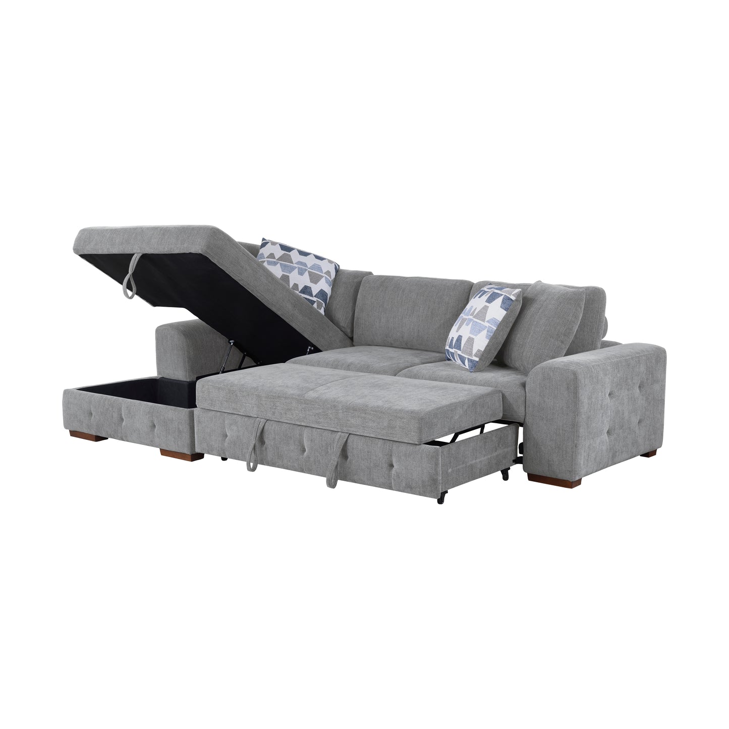 9624GY*3LC2R - (3)3-Piece Sectional with Left Chaise and Ottoman