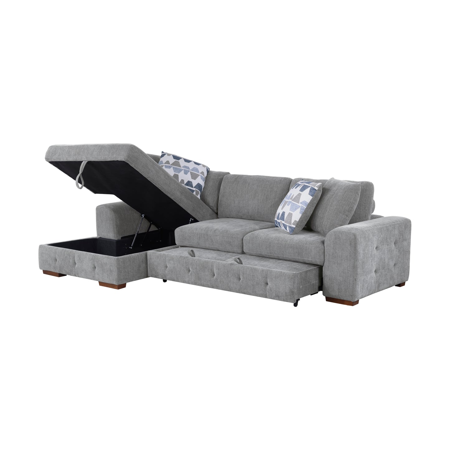 9624GY*3LC2R - (3)3-Piece Sectional with Left Chaise and Ottoman