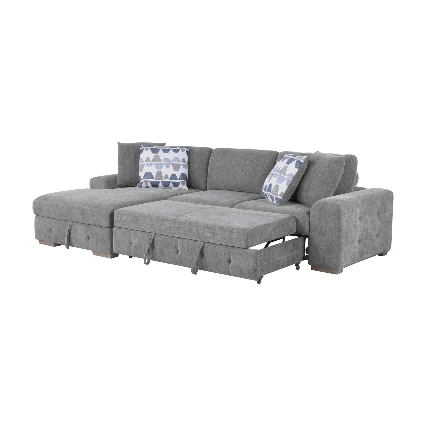 9624GY*3LC2R - (3)3-Piece Sectional with Left Chaise and Ottoman