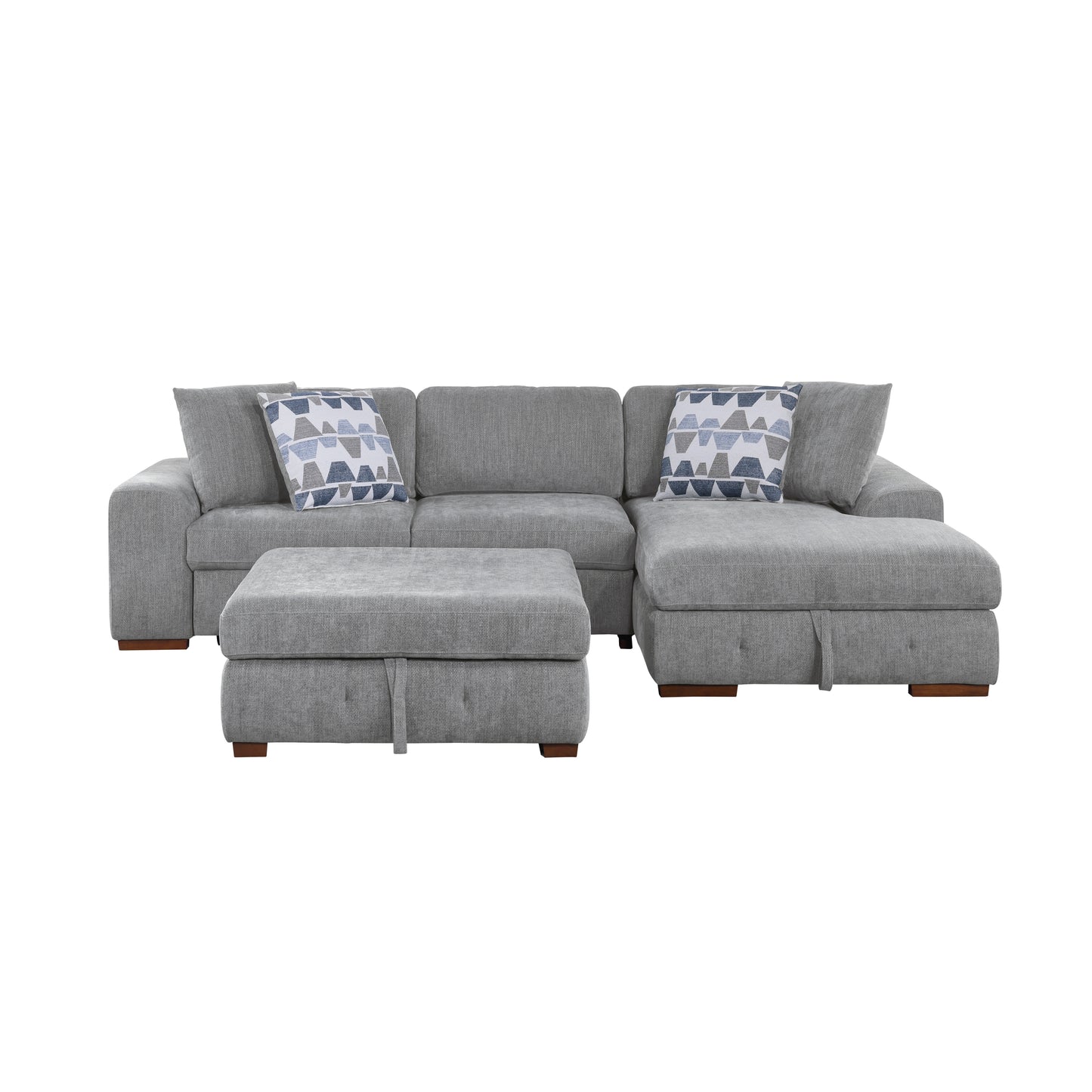 9624GY*32LRC - (3)3-Piece Sectional with Right Chaise and Ottoman