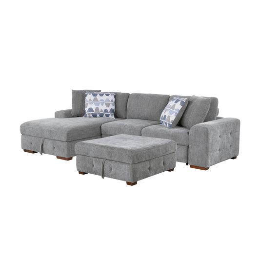 9624GY*3LC2R - (3)3-Piece Sectional with Left Chaise and Ottoman