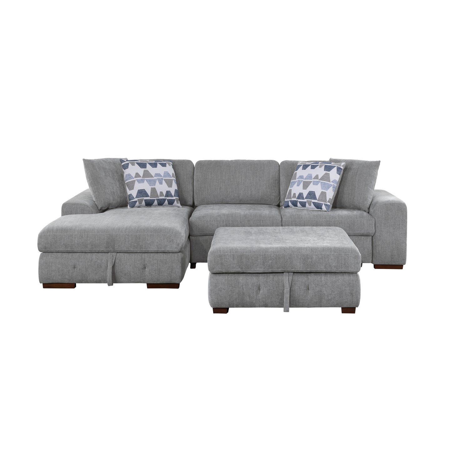 9624GY*3LC2R - (3)3-Piece Sectional with Left Chaise and Ottoman