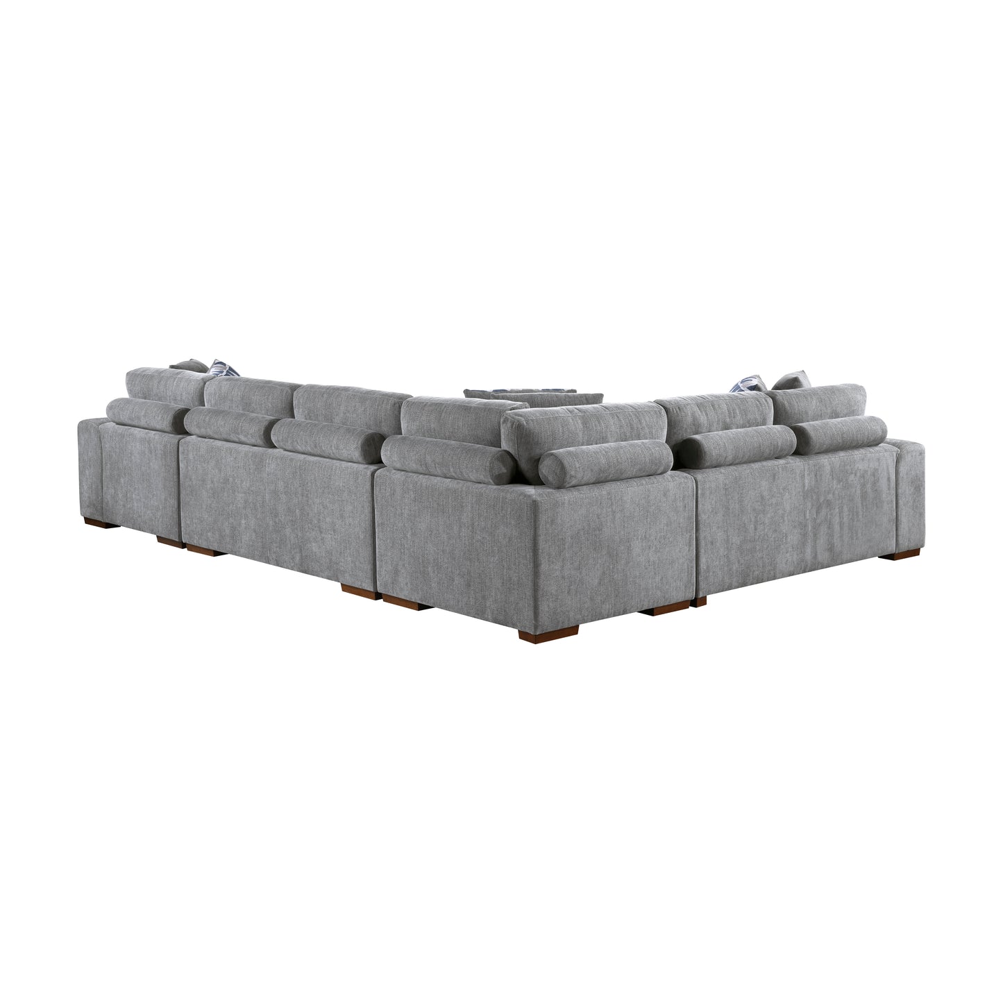 9624GY*52LRC - (5)5-Piece Sectional with Right Chaise and Storage Ottoman