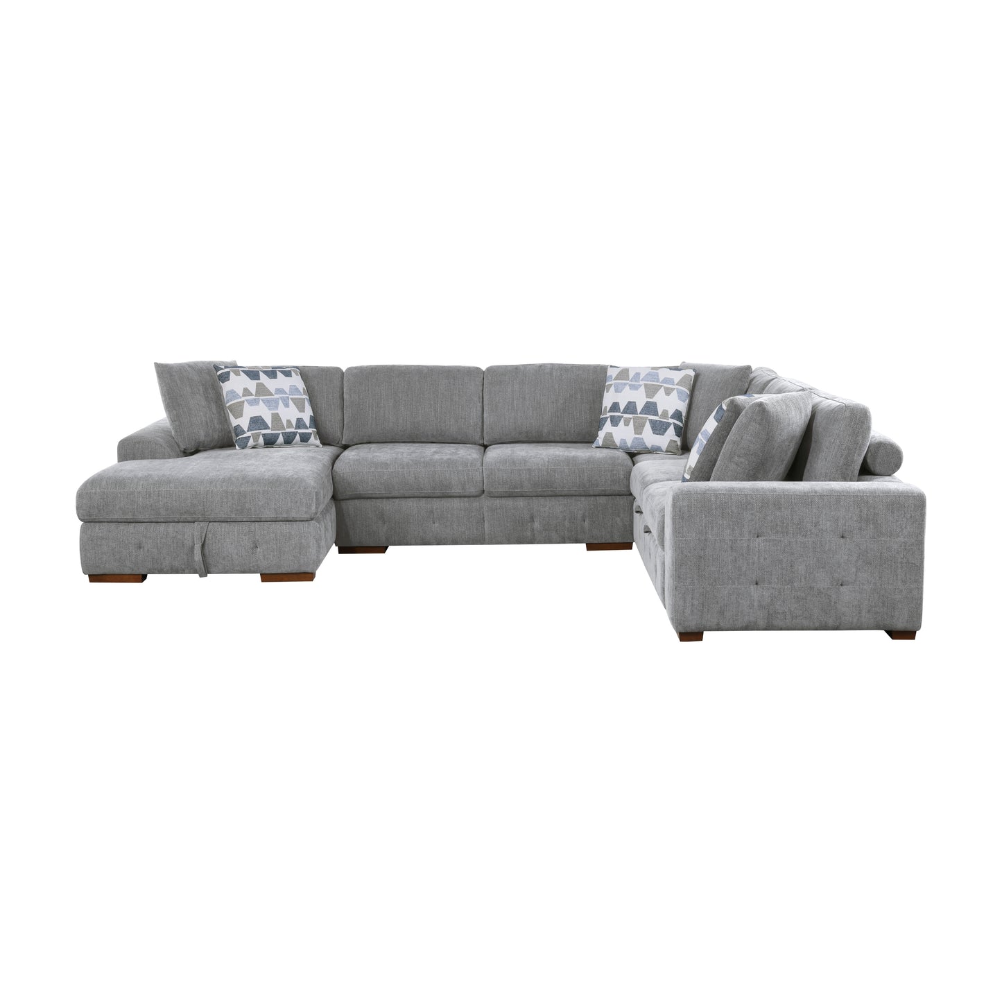 9624GY*5LC2R - (5)5-Piece Sectional with Left Chaise and Storage Ottoman