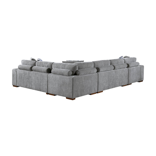 9624GY*5LC2R - (5)5-Piece Sectional with Left Chaise and Storage Ottoman