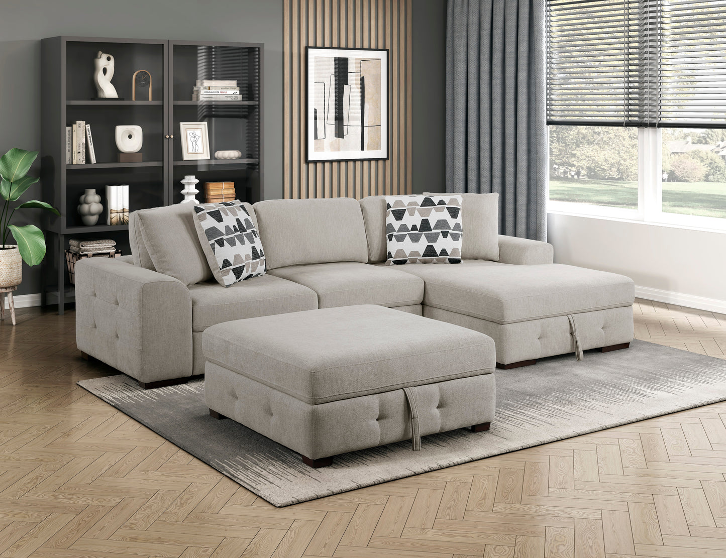 9624TP*32LRC - (3)3-Piece Sectional with Right Chaise and Ottoman