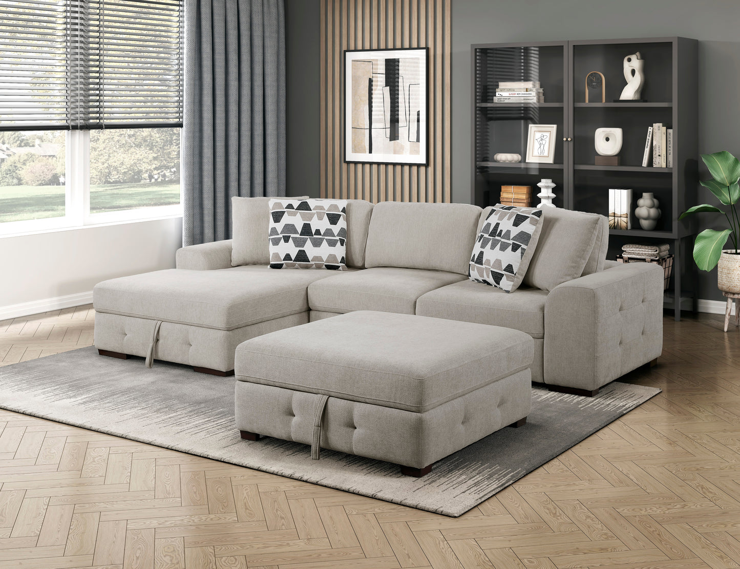 9624TP*3LC2R - (3)3-Piece Sectional with Left Chaise and Ottoman