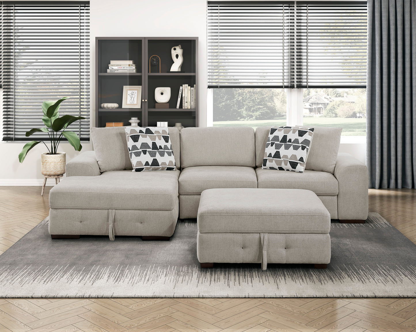9624TP*3LC2R - (3)3-Piece Sectional with Left Chaise and Ottoman