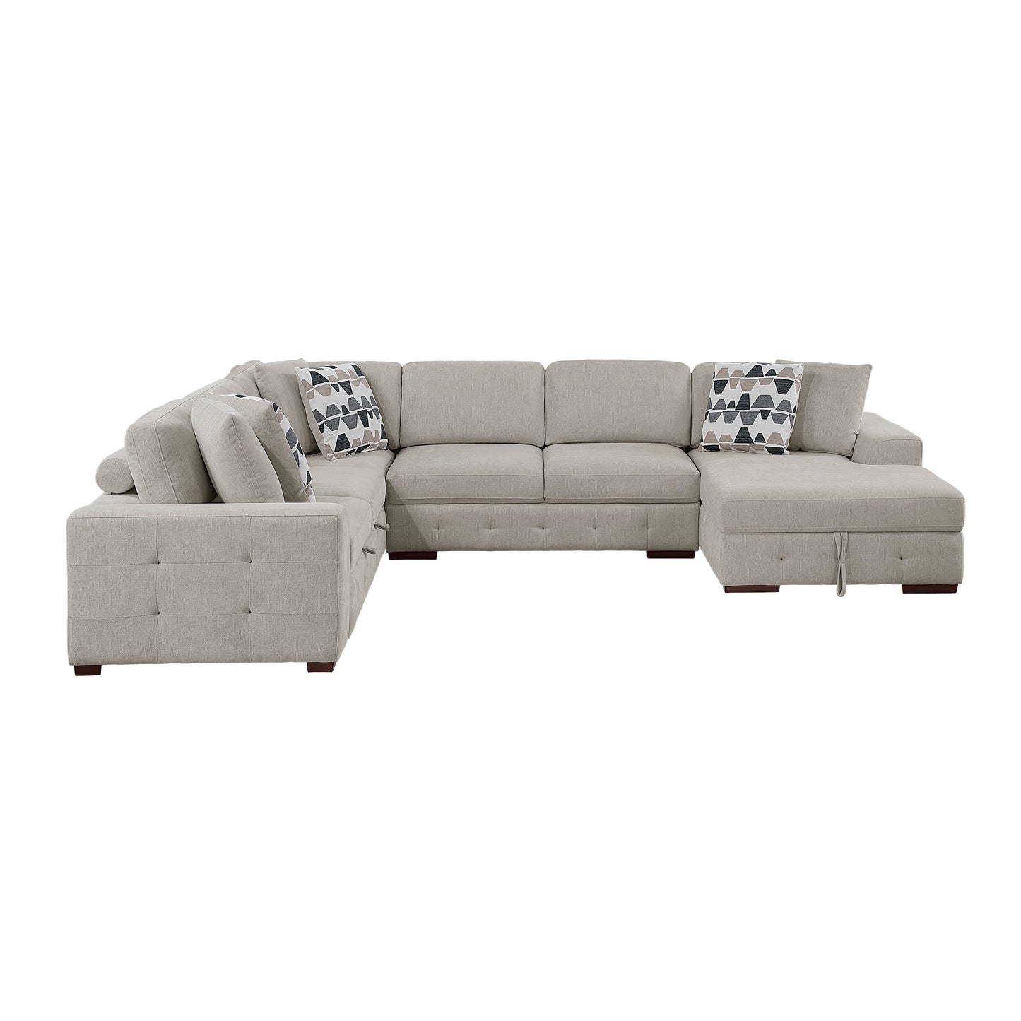 9624TP*52LRC - (5)5-Piece Sectional with Right Chaise and Storage Ottoman