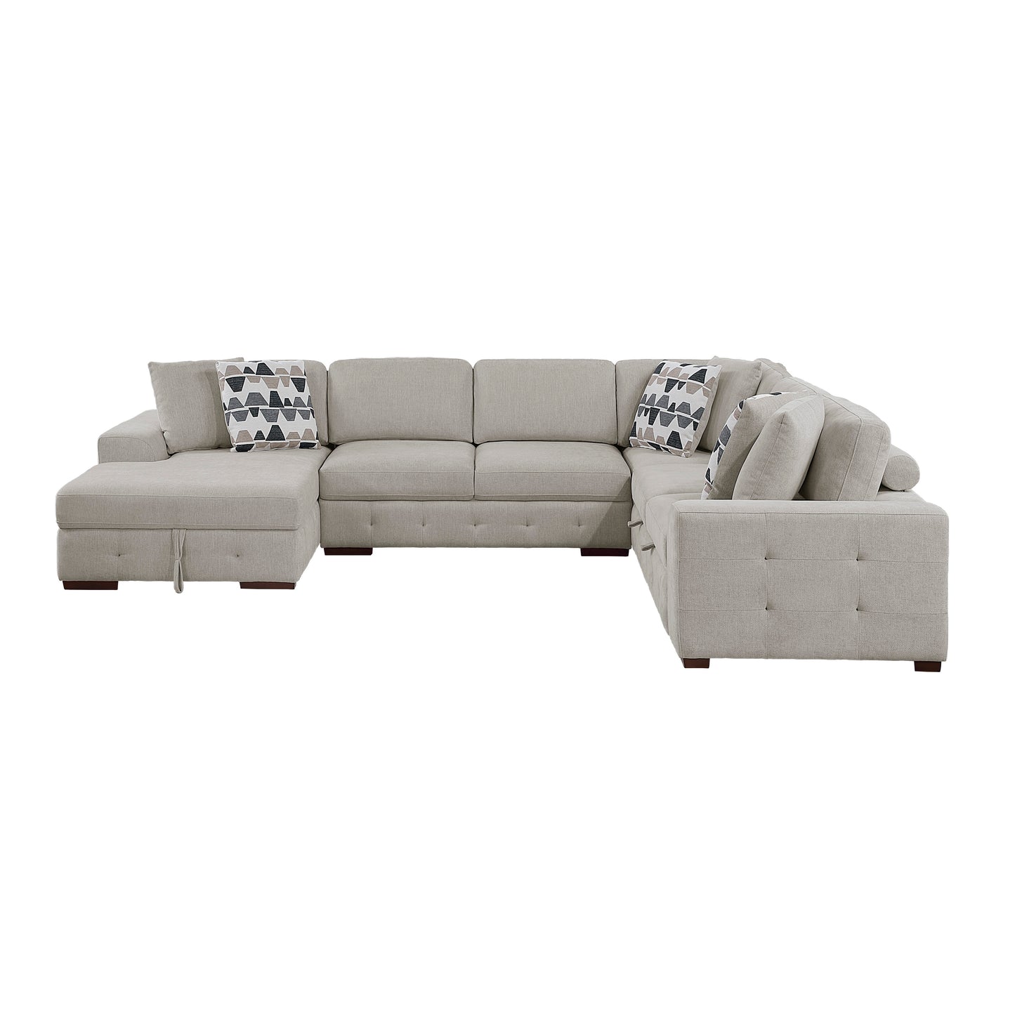 9624TP*5LC2R - (5)5-Piece Sectional with Left Chaise and Storage Ottoman