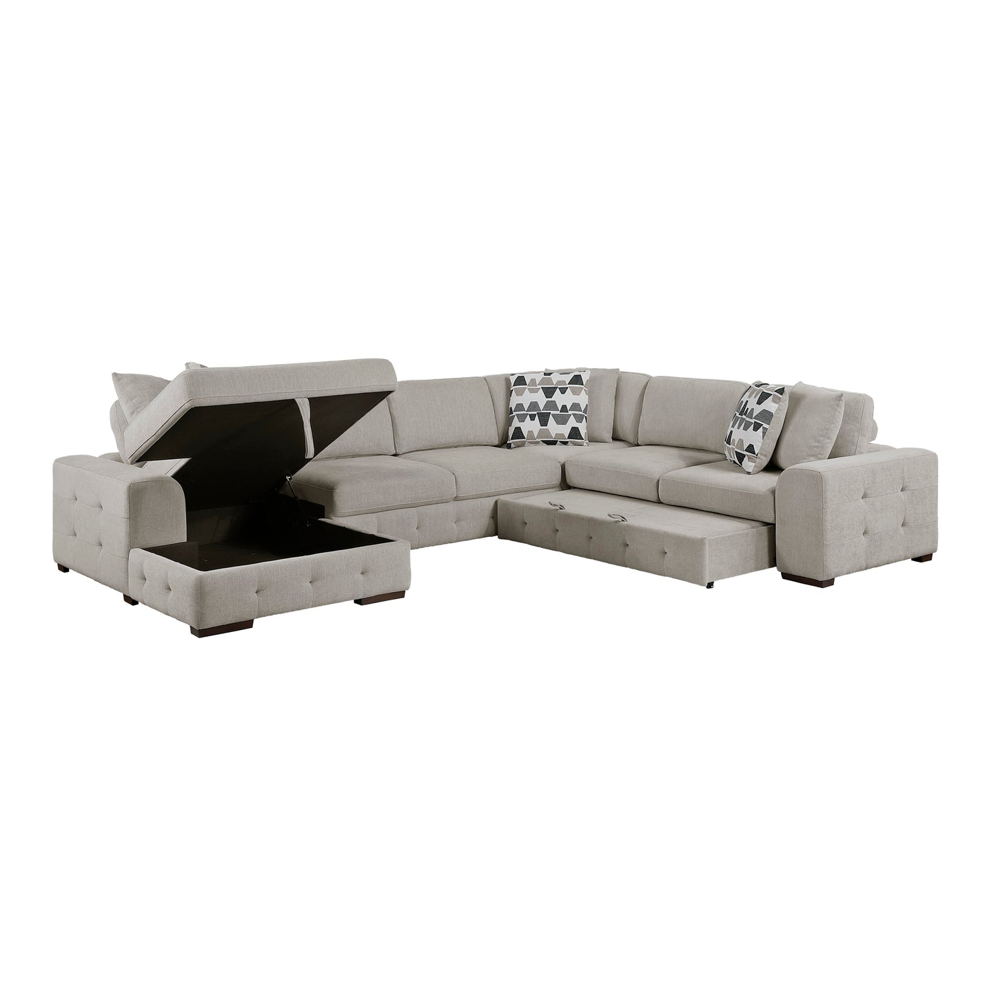 9624TP*5LC2R - (5)5-Piece Sectional with Left Chaise and Storage Ottoman