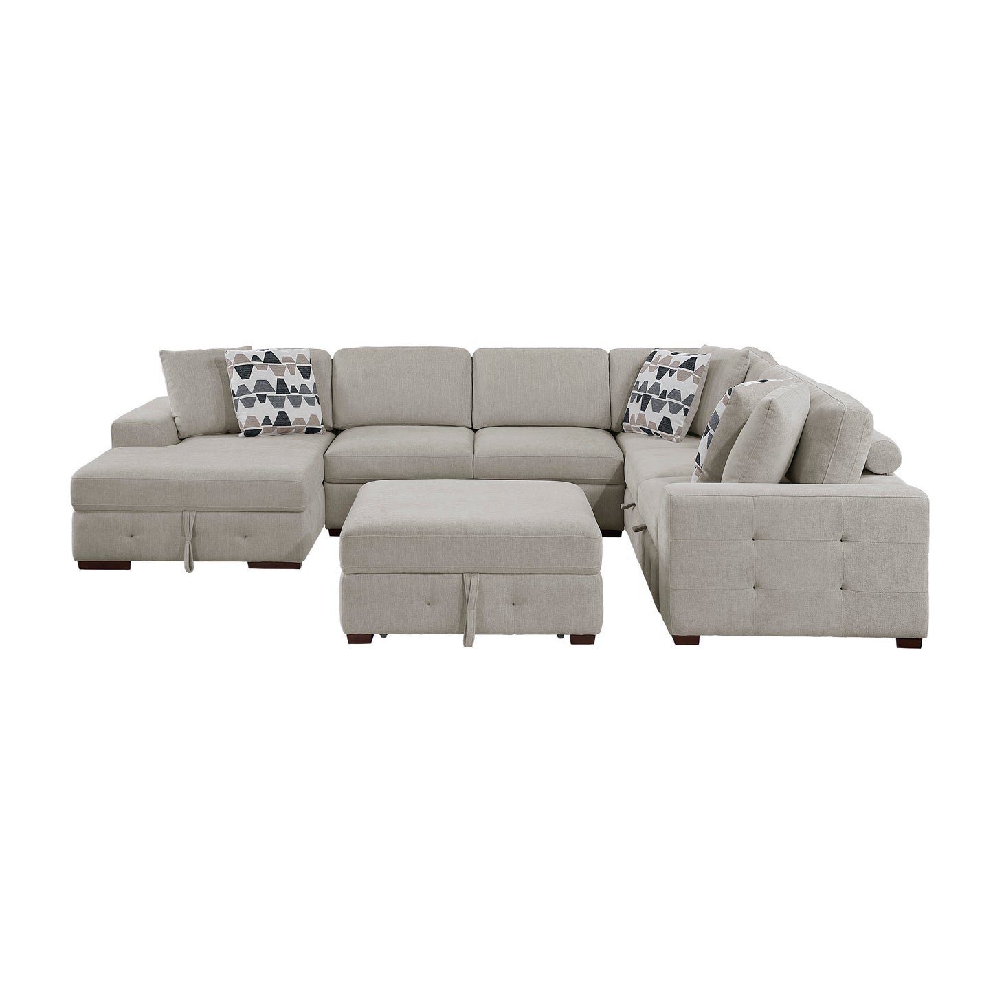 9624TP*5LC2R - (5)5-Piece Sectional with Left Chaise and Storage Ottoman