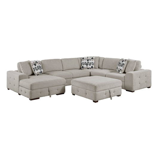 9624TP*5LC2R - (5)5-Piece Sectional with Left Chaise and Storage Ottoman