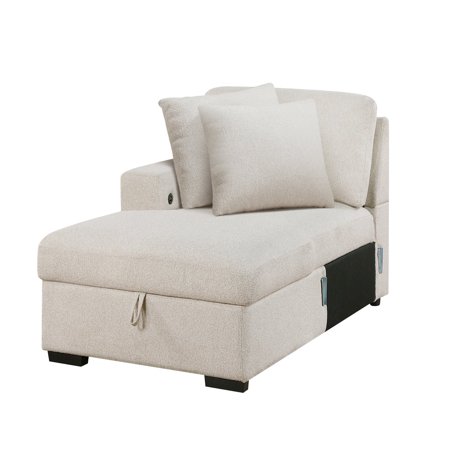9630BE*3LC2R - (3)Sectional with Left Chaise, Pull-out Bed, Hidden Storages and Shelves, Charging Ports