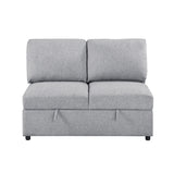 9630GY*3LC2R - (3)Sectional with Left Chaise, Pull-out Bed Hidden Storages and Shelves, Charging Ports