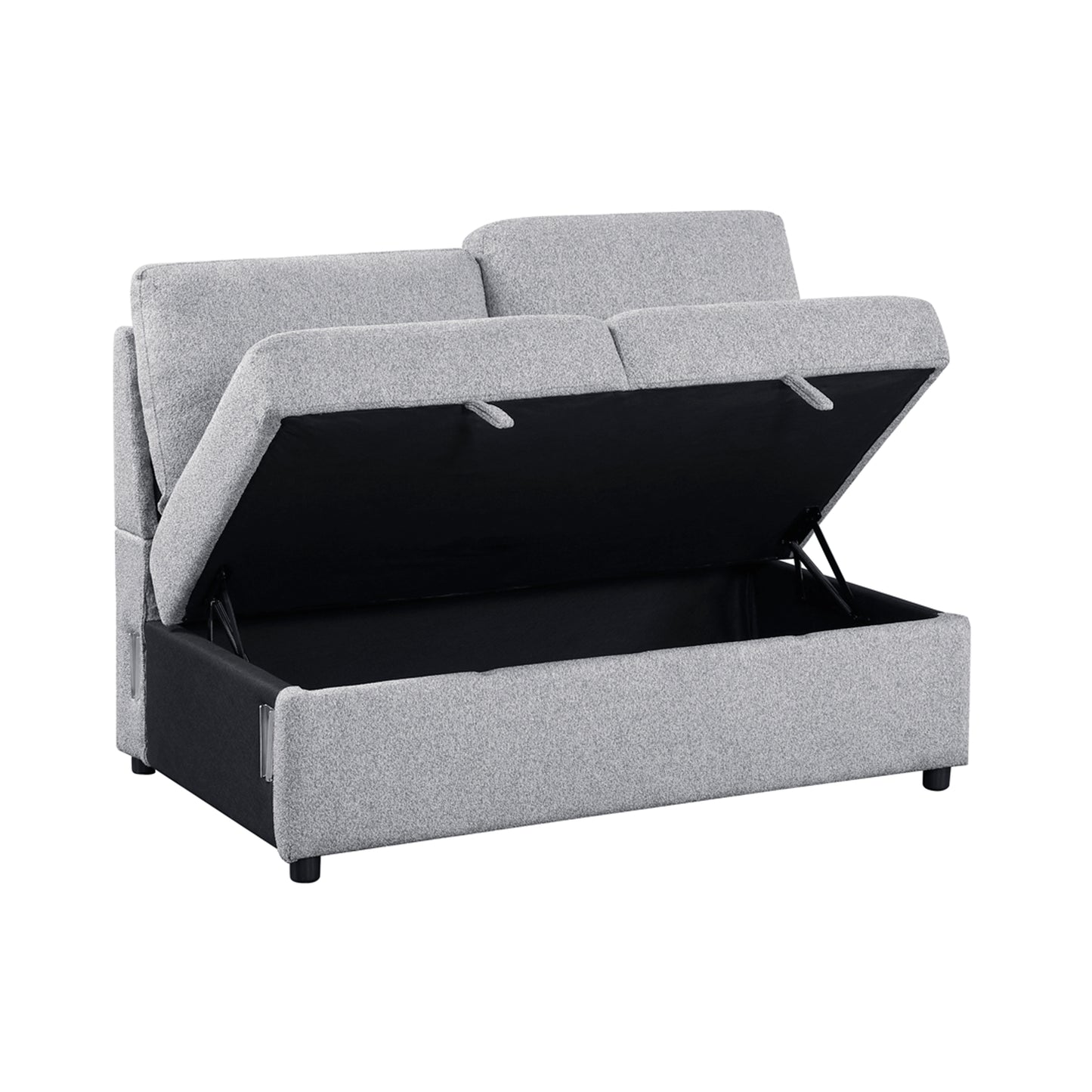 9630GY*3LC2R - (3)Sectional with Left Chaise, Pull-out Bed Hidden Storages and Shelves, Charging Ports