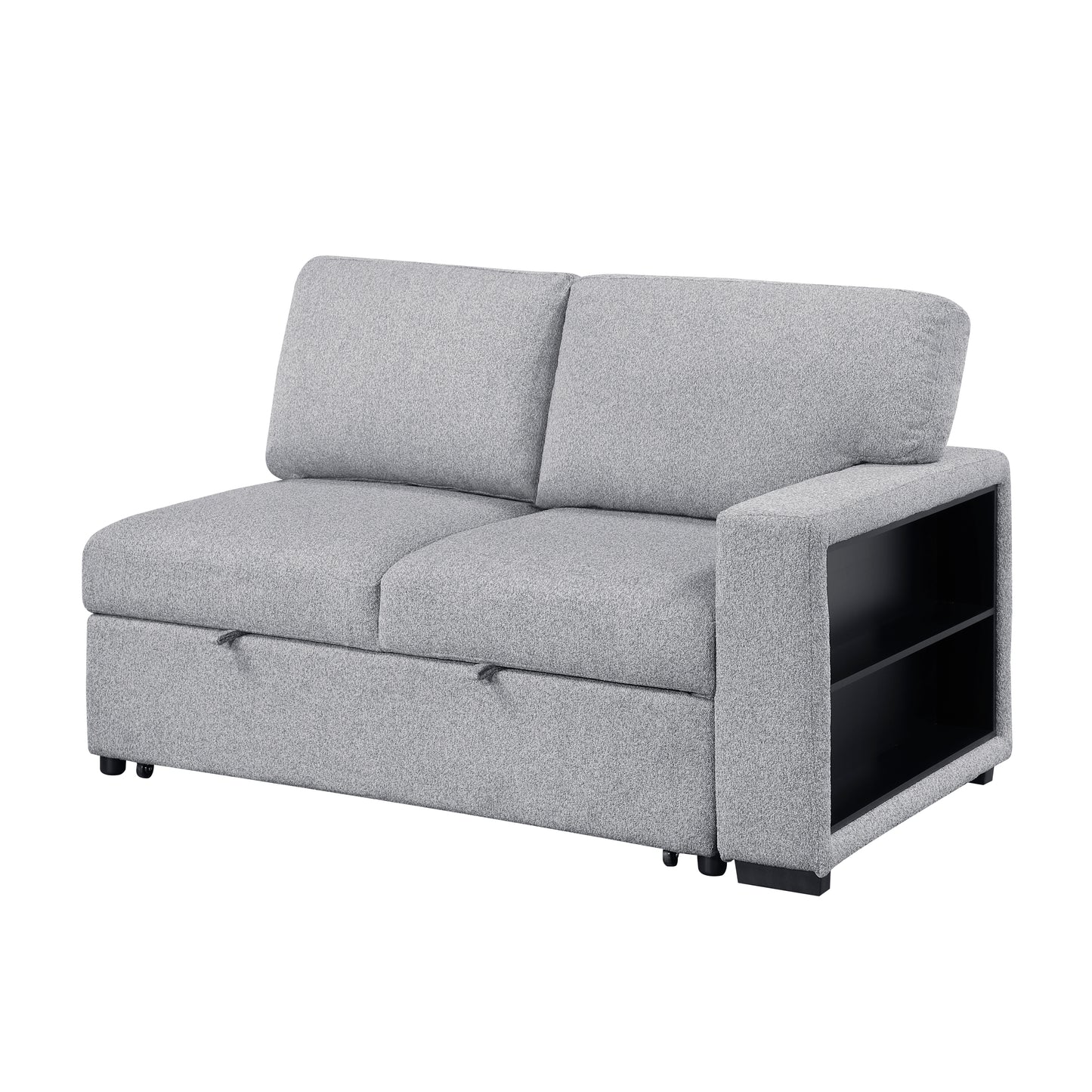 9630GY*3LC2R - (3)Sectional with Left Chaise, Pull-out Bed Hidden Storages and Shelves, Charging Ports
