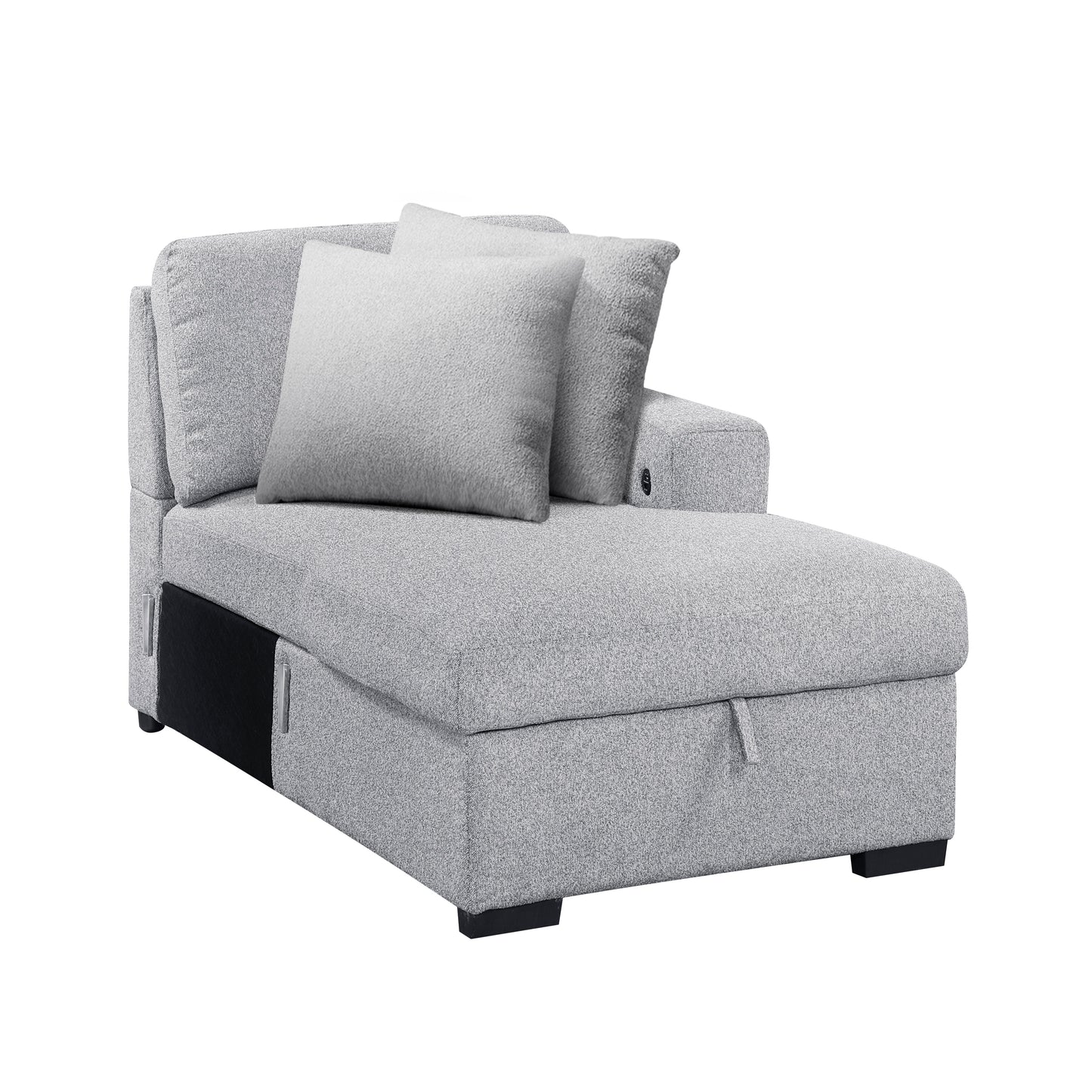 9630GY*32LRC - (3)Sectional with Right Chaise, Pull-out Bed, Hidden Storages and Shelves, Charging Ports