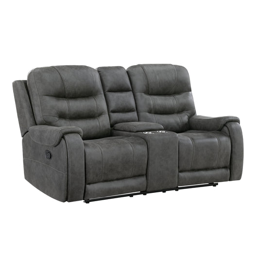 9634DGY-2 - Double Reclining Love Seat with Center Console