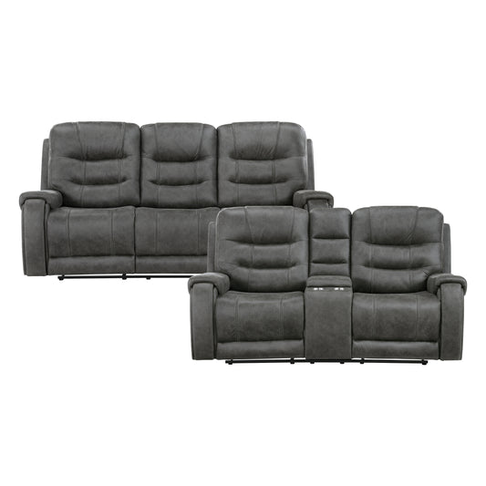 9634DGY*2 - 2pc Set: Sofa, Love