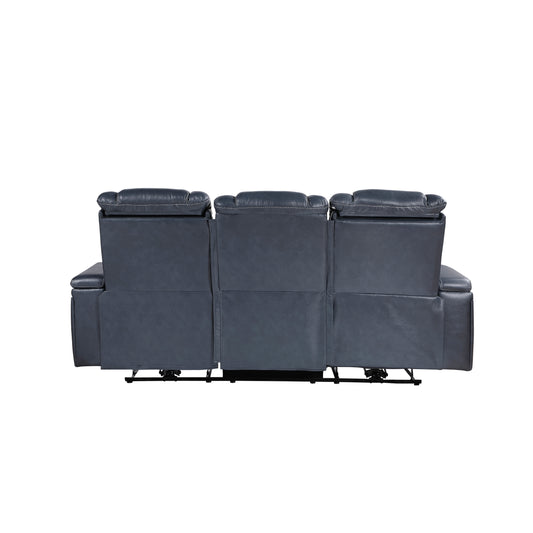 9640BU-3PWH - Power Double Reclining Sofa with Power Headrests and Storage Arms