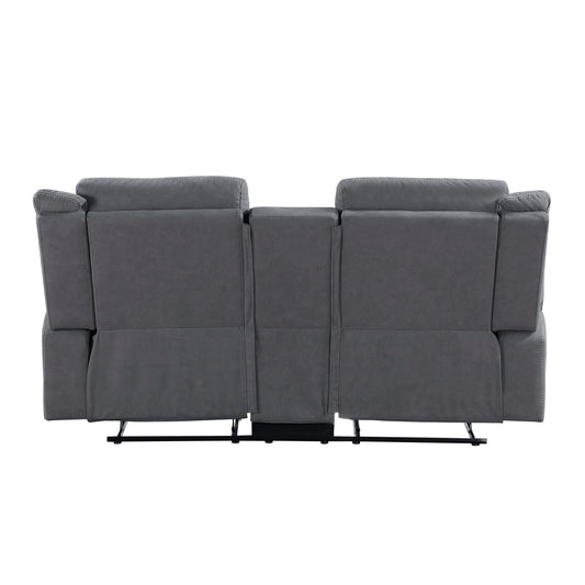 9646GY-2 - Double Reclining Love Seat with Center Console