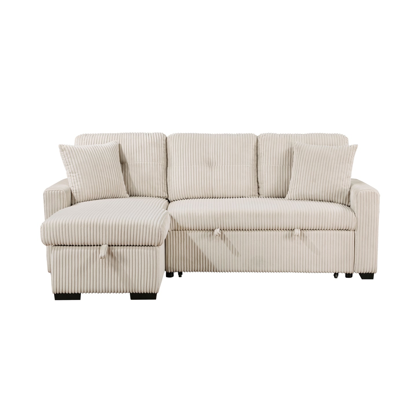 9649BE*SC - (3)3-Piece Reversible Sectional with Pull-out Bed and Hidden Storage