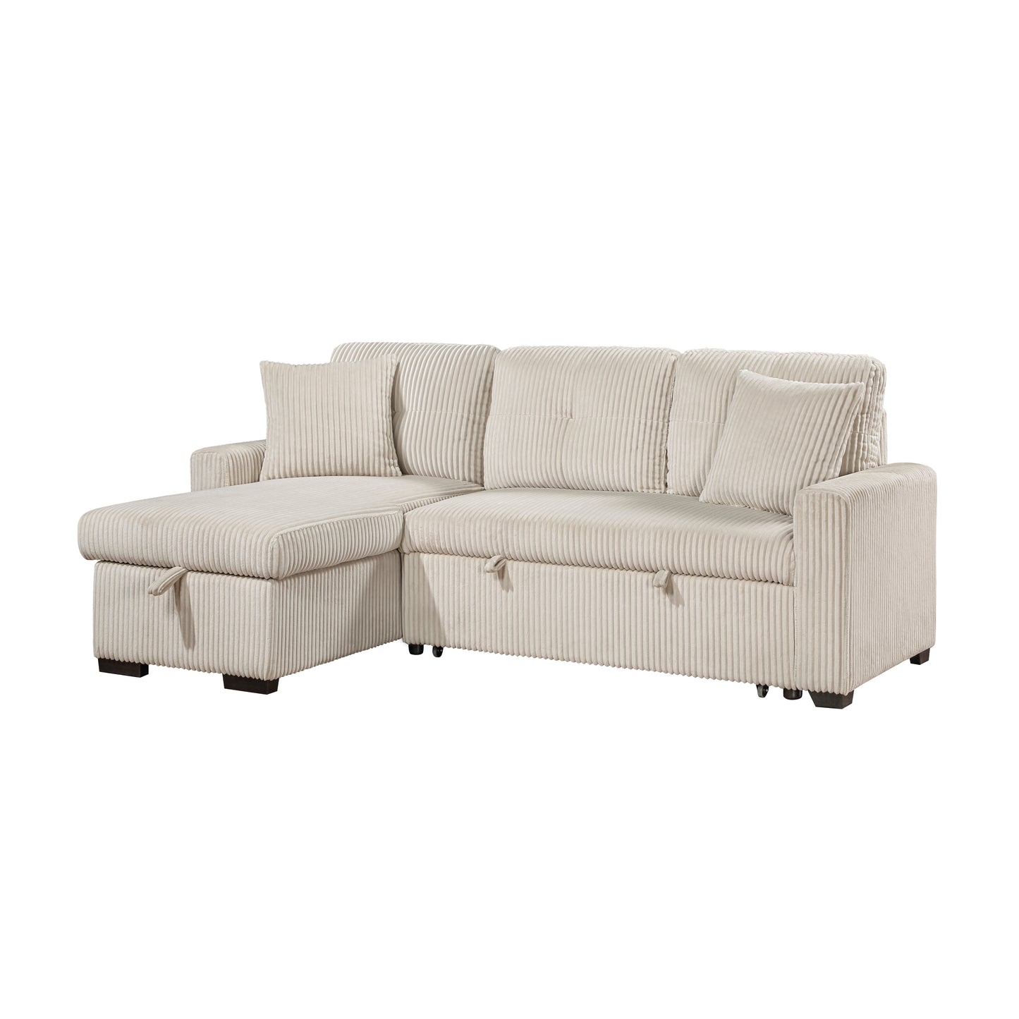 9649BE*SC - (3)3-Piece Reversible Sectional with Pull-out Bed and Hidden Storage