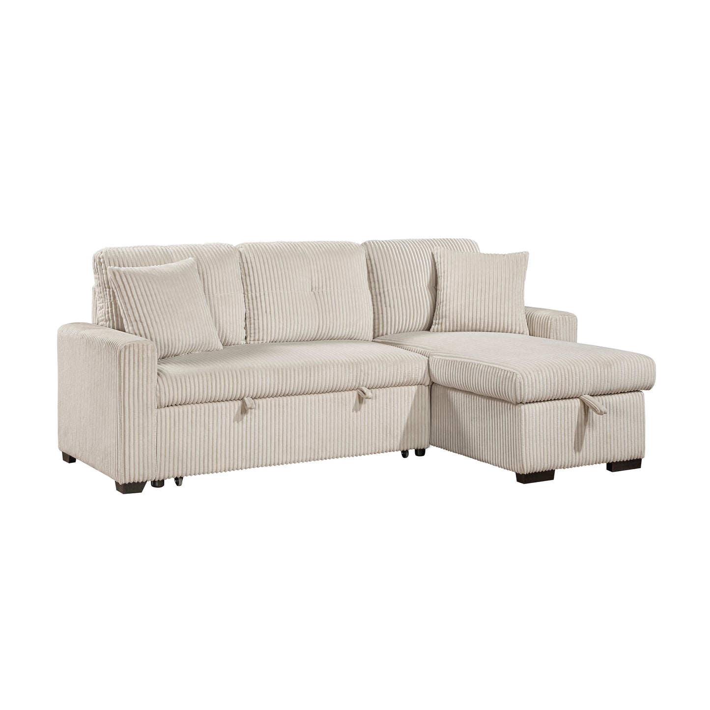 9649BE*SC - (3)3-Piece Reversible Sectional with Pull-out Bed and Hidden Storage