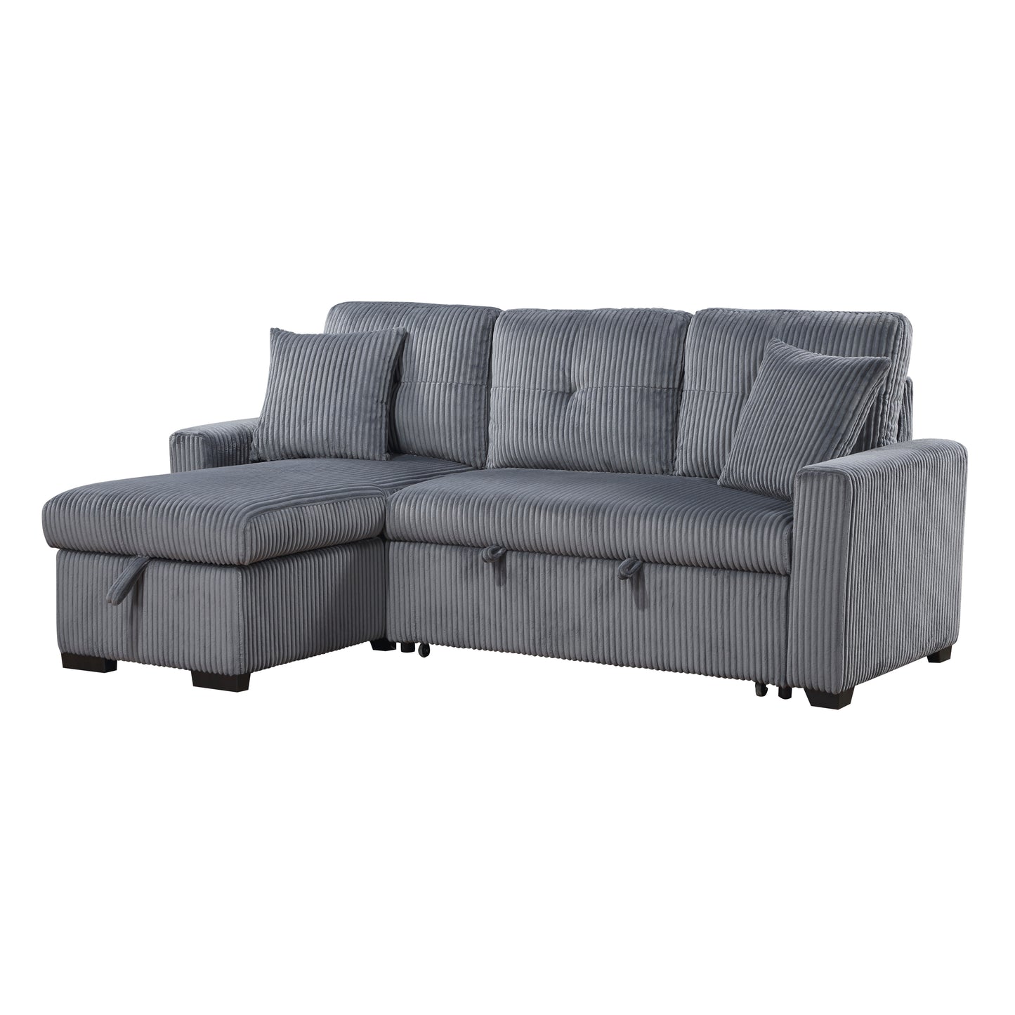 9649DG*SC - (3)3-Piece Reversible Sectional with Pull-out Bed and Hidden Storage