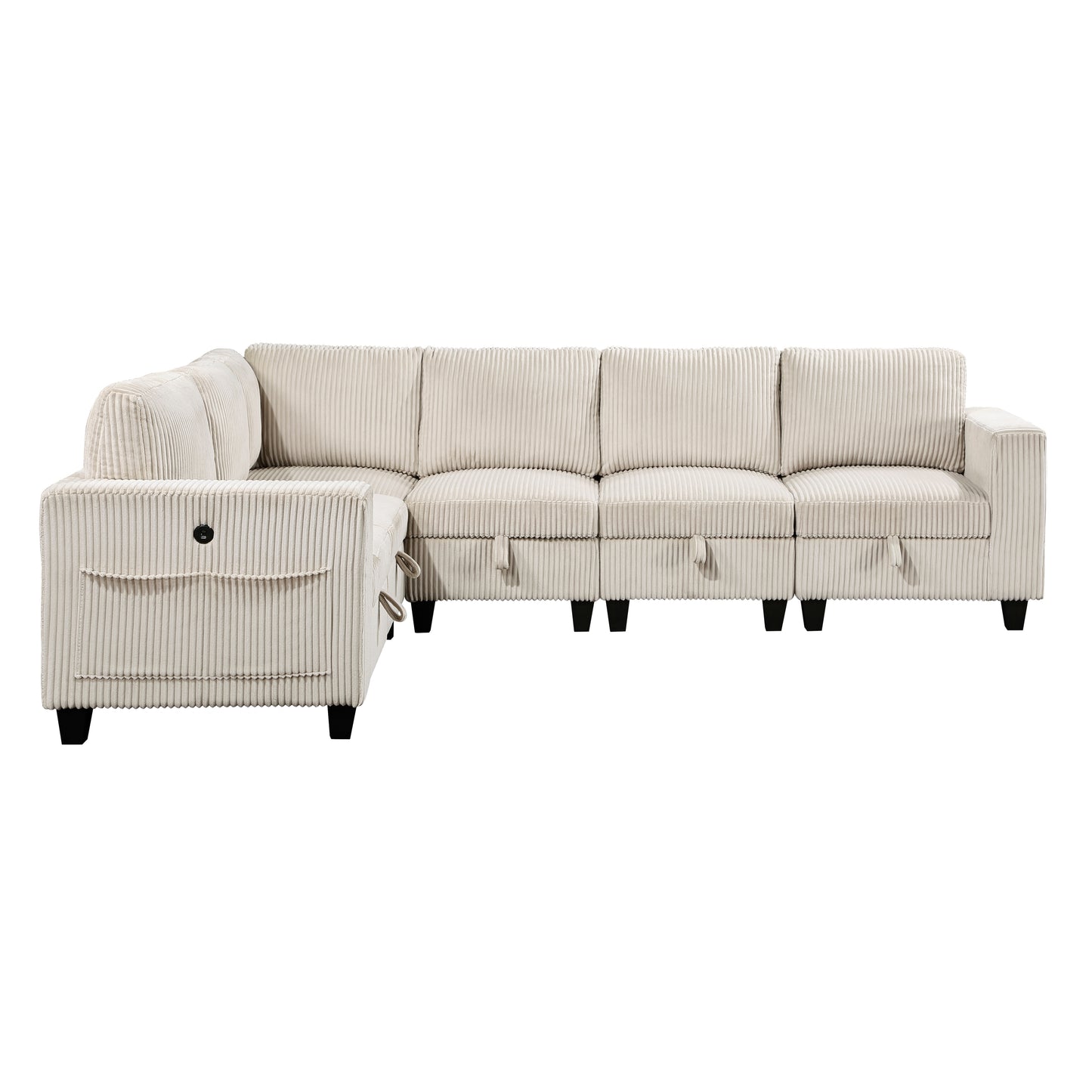 9650BE*6SC - (6)6-Piece Sectional with Storage, Storage Pouches and Charging Ports